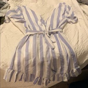 Blue and white striped romper